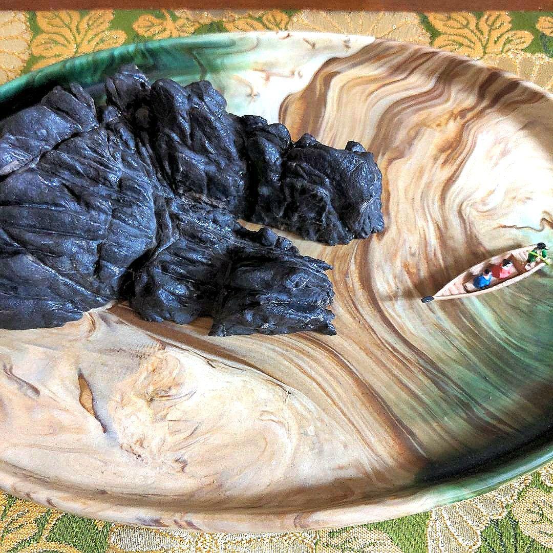 最終価格 盆栽 盆石 添配 水盤 静岳石 水盤 添配セット 水石 盆石