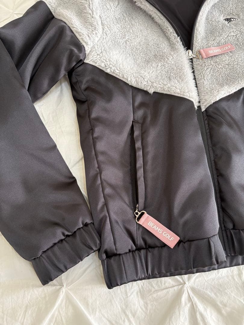 BEAMS GOLF ボア切替サテンブルゾン フード付き ビームスゴルフ アウタ