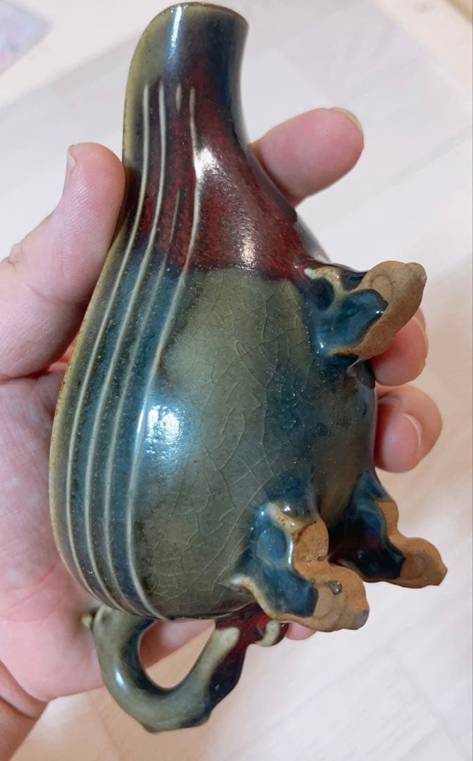 老窯磁器・宋鈞窯龍柄流杯 中国磁器 陶芸 磁器　骨董品