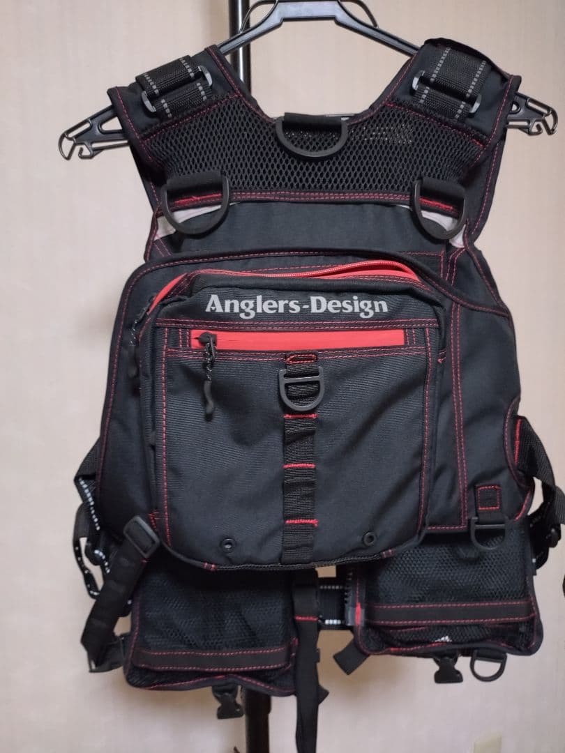 Anglers-Design フィッシングベスト ブラック/レッド