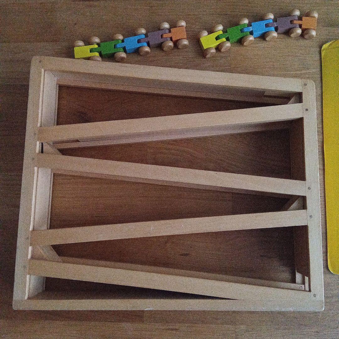 木製 知育玩具 カラフルトレインセット　スピードカースロープ