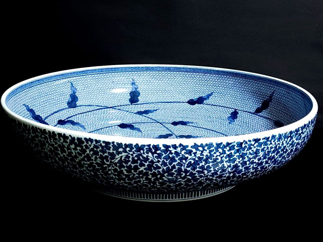 葉山有樹 細密画大鉢 古伊万里粟に鶉画銅鑼鉢 直径：約44.3cm