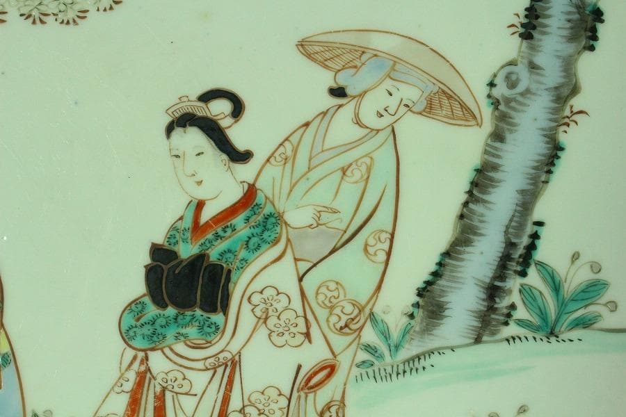 古伊万里 桜下 美人図 皿(K-YC514)