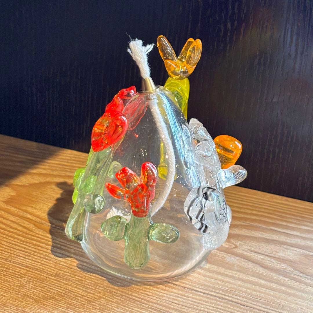 【新品未使用】リスとチューリップのガラスオイルランプ（キッタヨーコ）