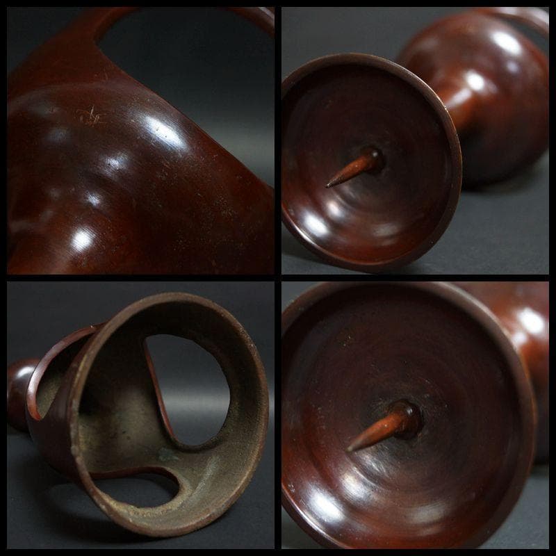 年代物 銅製大型燭台 高さ27.5cm★時代物★