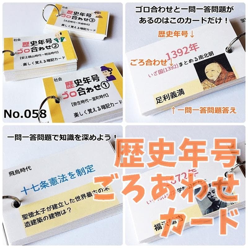 中学入試社会【084】　地理、歴史、公民　基礎暗記カードセット　中学入試