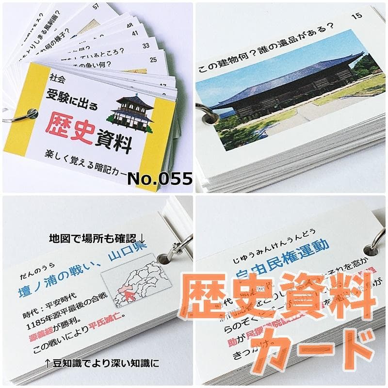 中学入試社会【084】　地理、歴史、公民　基礎暗記カードセット　中学入試