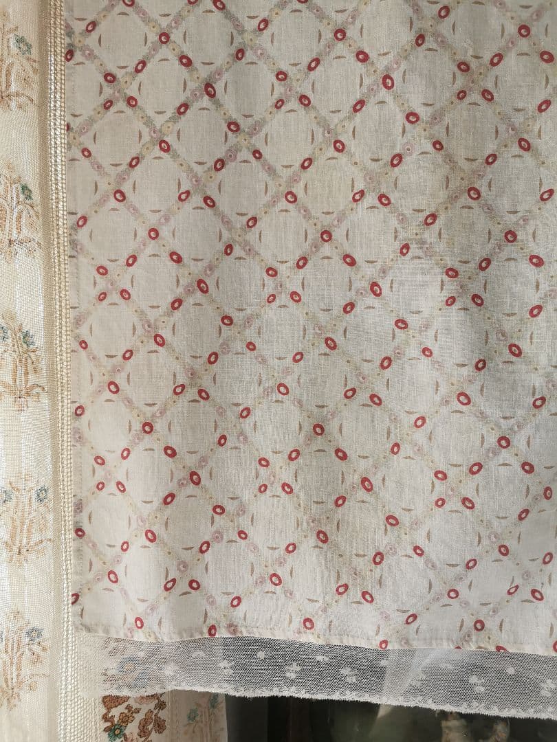 アンティークトレリスローズ花柄フレンチファブリック 花舞レース装飾カーテンパネル