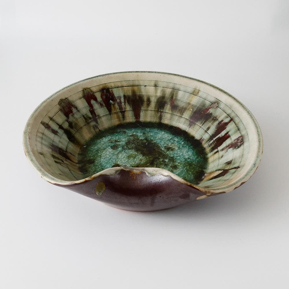 T　変形鉢　大鉢　水盆　自然釉　茶道具　茶器　陶器　唐津