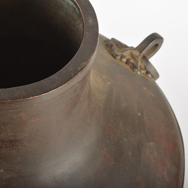 中国　唐銅　神獣遊環双耳瓶　M　R7369F