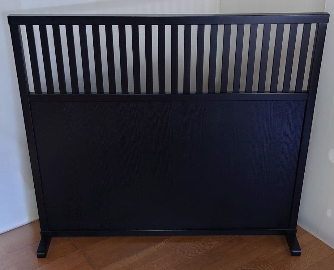 衝立　ブラック　格子状和風衝立　シンプル　１枚式パーテーション　ブラック塗装③