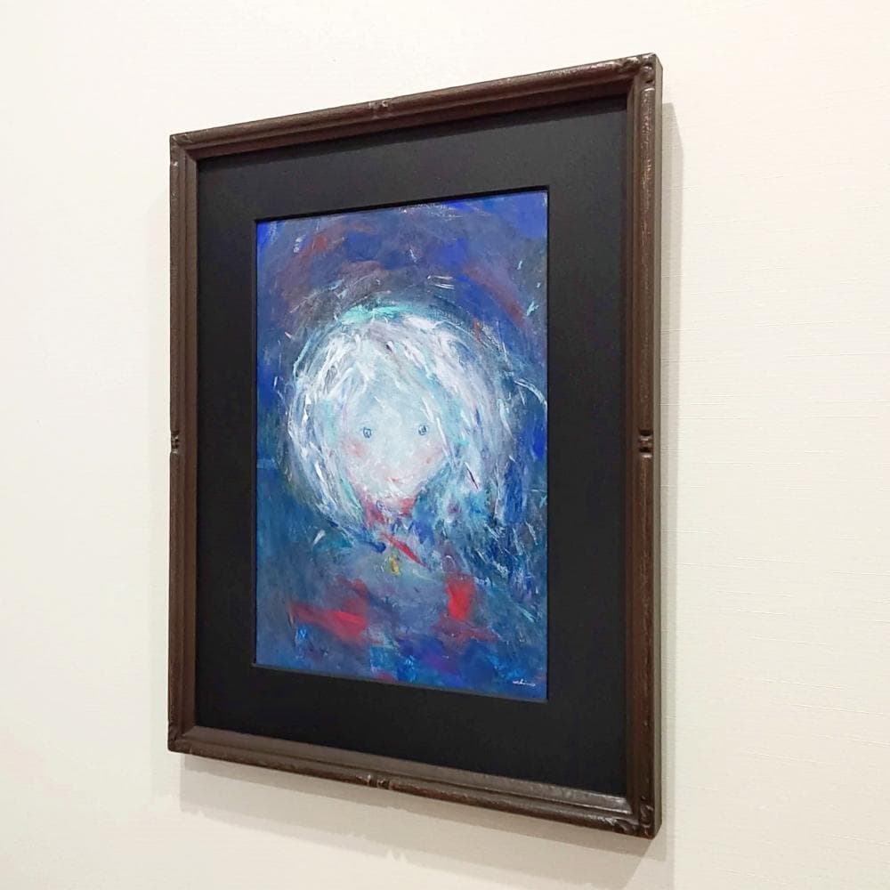 内野隆文　星のロザリオ　肖像　人物画　絵画　現代アート　アクリル画　額縁