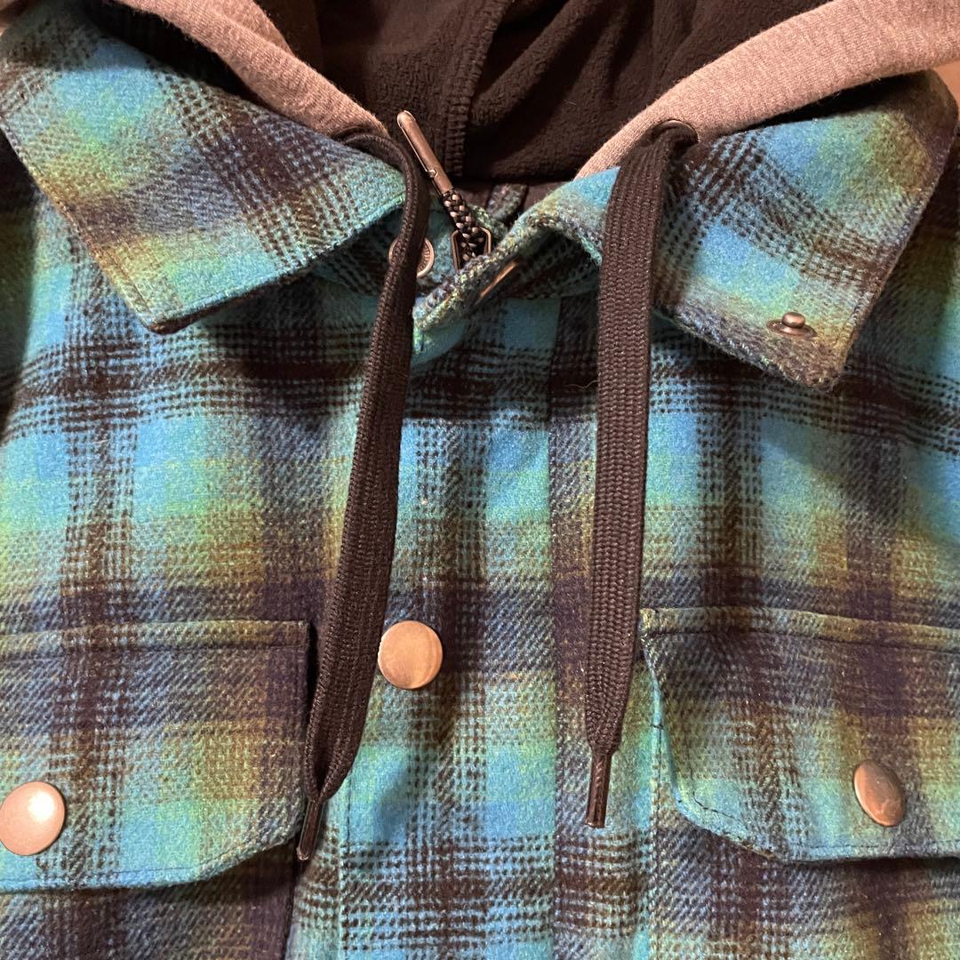 Burtonバートンスキーウェアスノーボードジャケットパーカー水色黒チェック柄