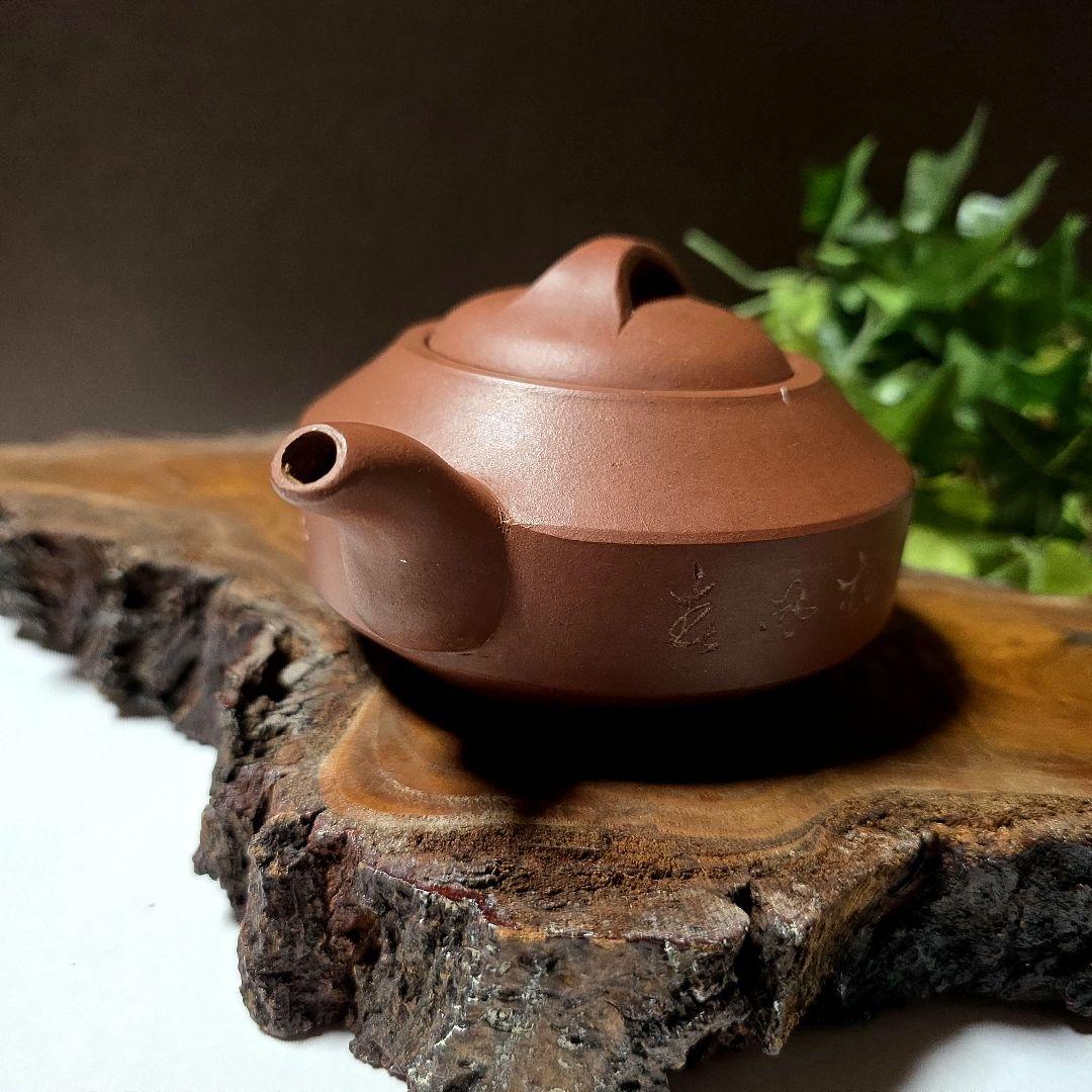 中国茶器/中国宜興 紫砂壺 急須 漢詩彫り