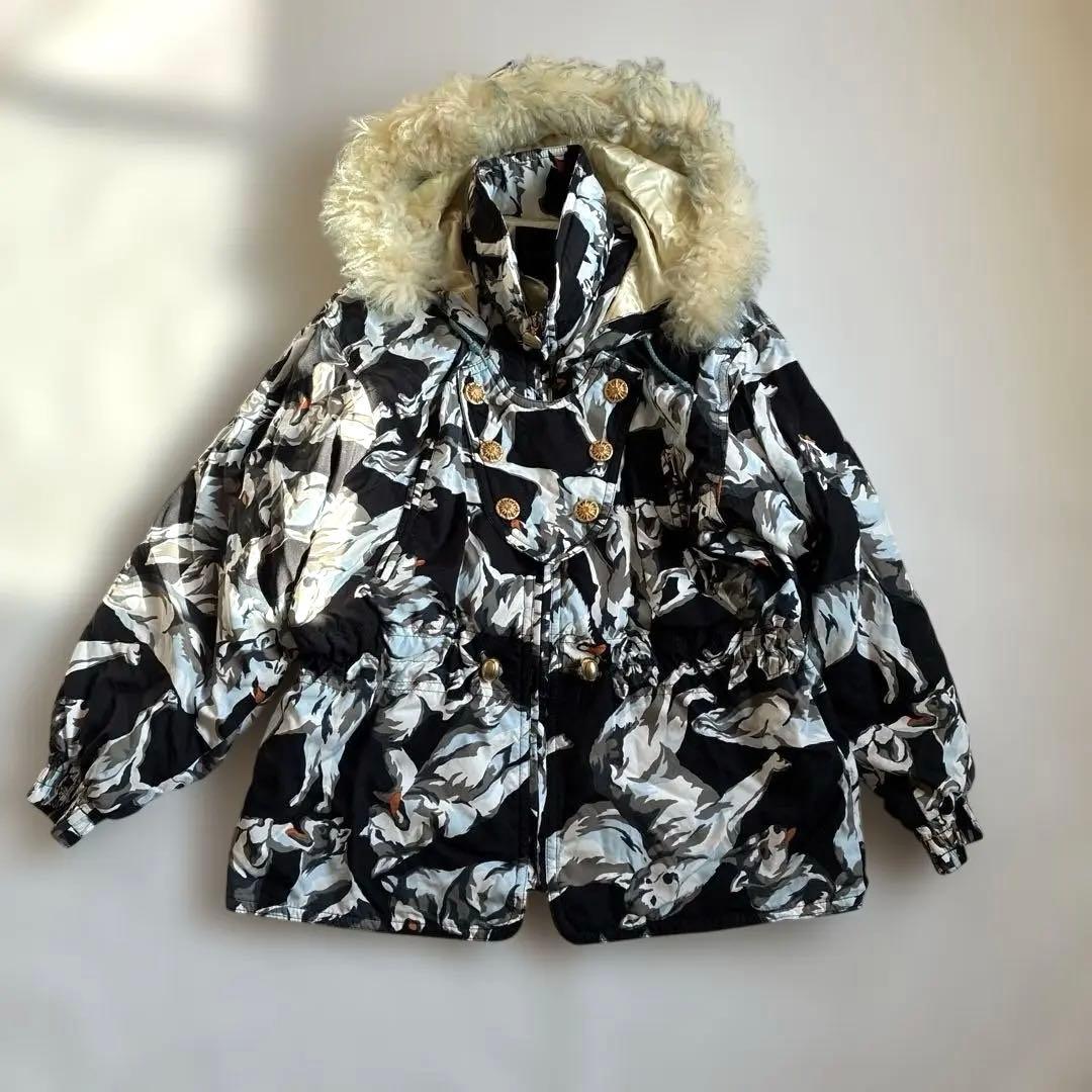 KESHO ABE ハスキー犬柄　スキーウェア　セットアップ ダウンジャケット