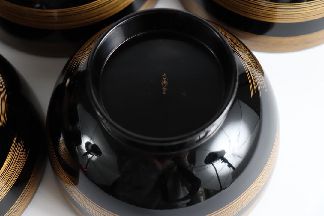 輪島塗 大向高洲堂 黒一筆 煮物椀 五客 共箱