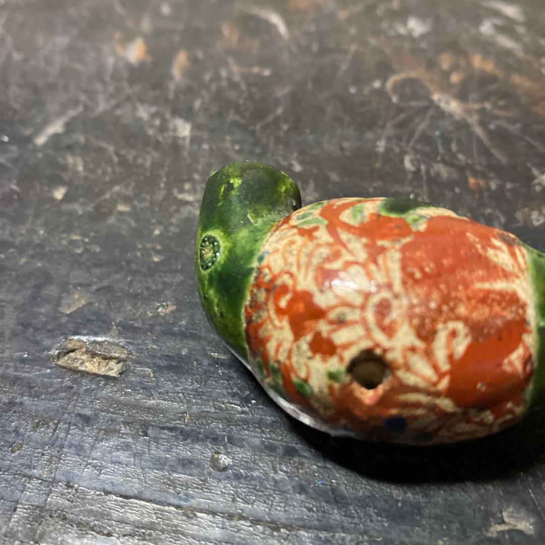 古清水焼　珍品キセル型根付