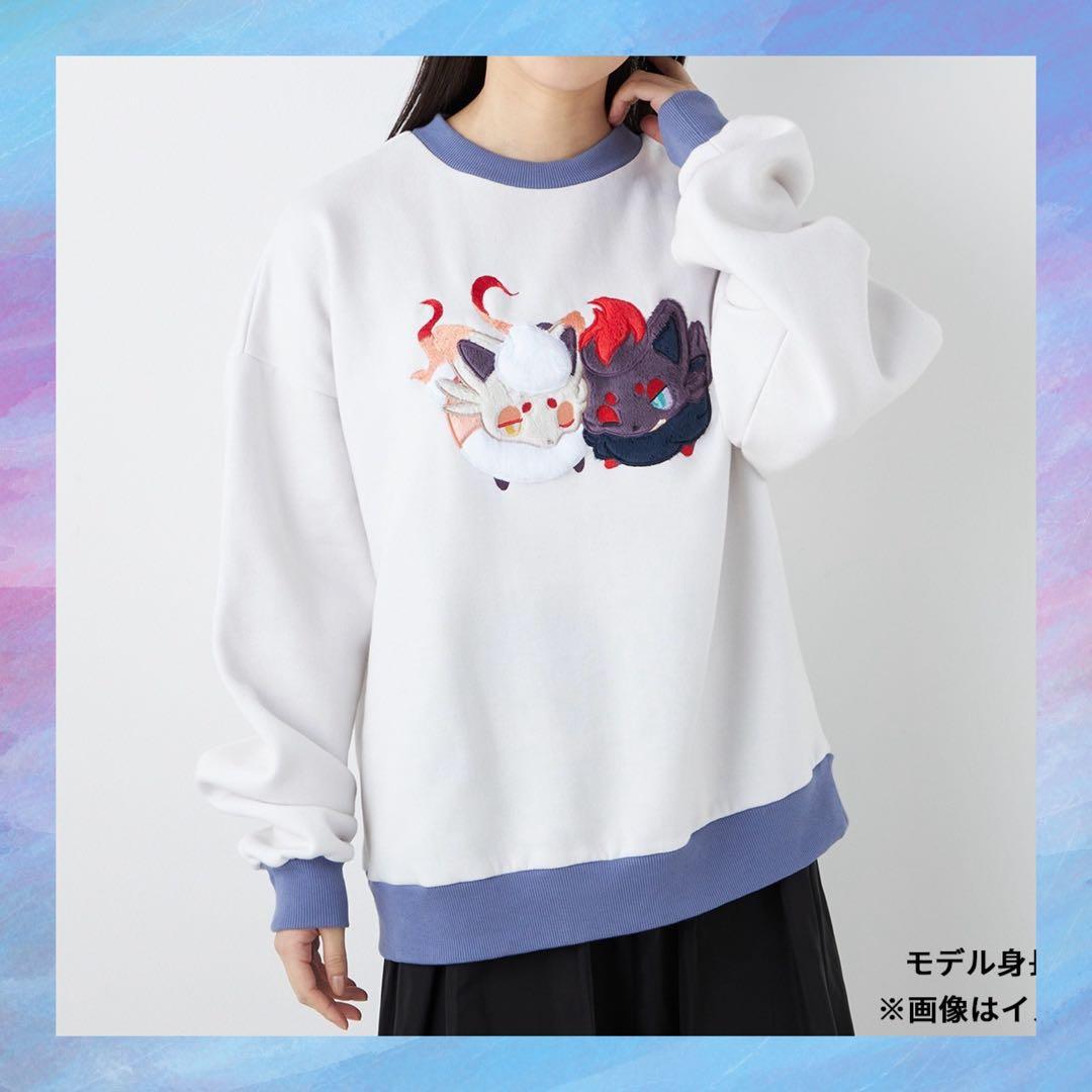ポケモン　もこもこアップリケスウェット にたものどうし ゾロア＆ヒスイゾロア