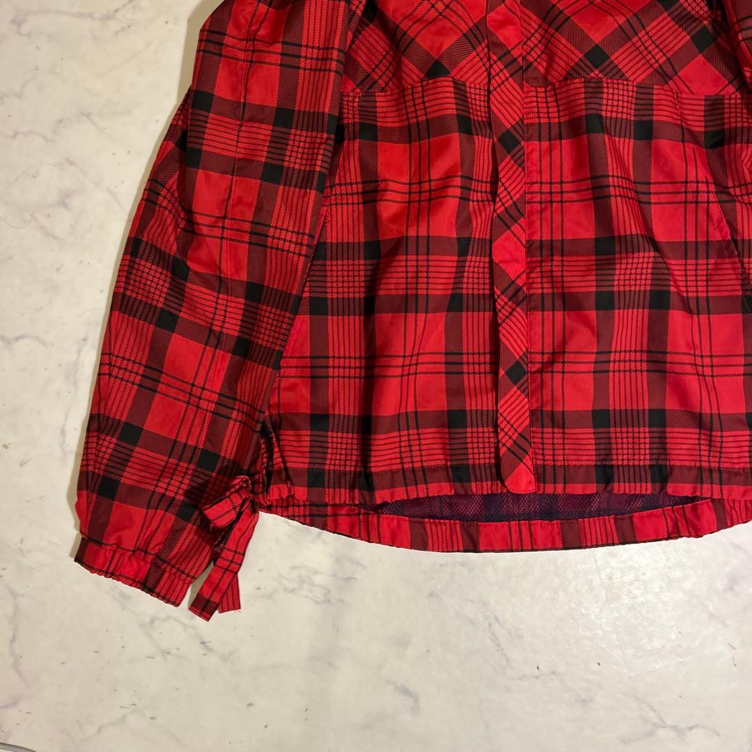 【新品】Adidas 赤黒チェック ジップパーカー サイドリボン　ジャージ