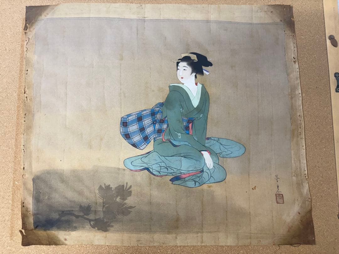 浮世絵 美人画 絹本画 歌麿 美術 アンティーク 骨董品