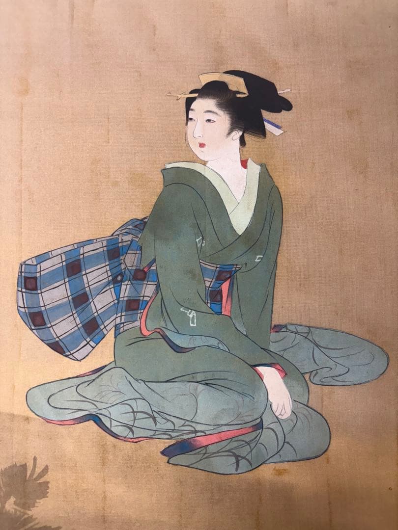 浮世絵 美人画 絹本画 歌麿 美術 アンティーク 骨董品