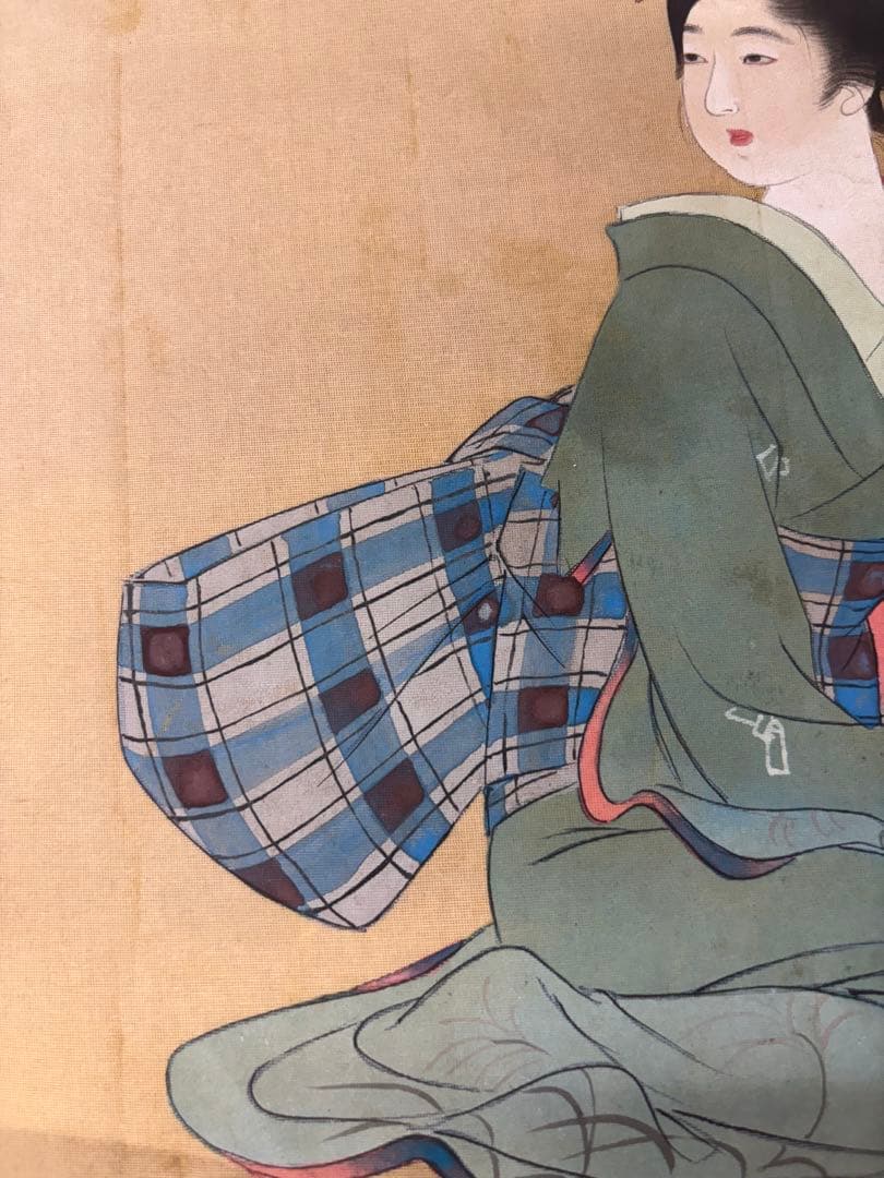 浮世絵 美人画 絹本画 歌麿 美術 アンティーク 骨董品