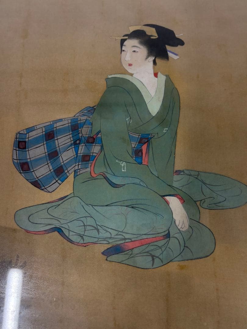 浮世絵 美人画 絹本画 歌麿 美術 アンティーク 骨董品