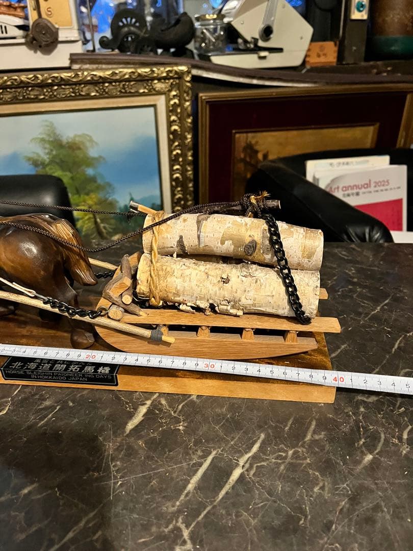 木彫り　馬そり、北海道開拓馬橇　 優良工芸品、風雪と共に歩んだ北海道開拓馬橇