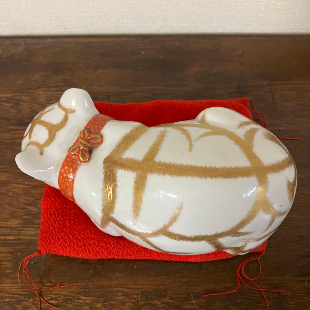 ☆眠り猫　明治後期　九谷焼☆