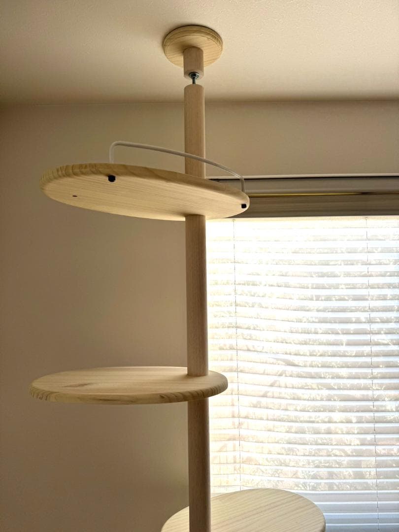 天然木　突っ張り型キャットタワー 5段 ホワイト　2ｍ40ｃｍ　送料無料