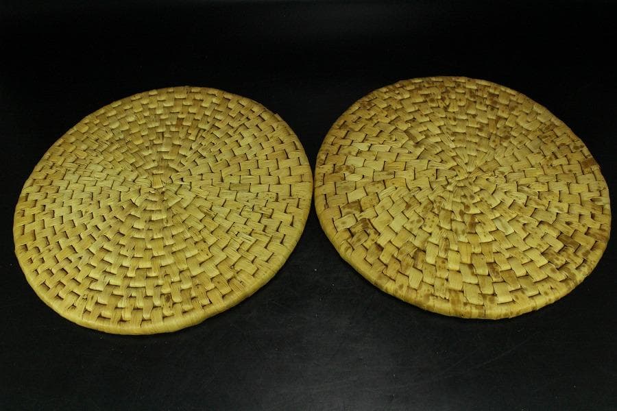 茶道具 竹皮網 円座 九枚 露路 待合(K-A988)