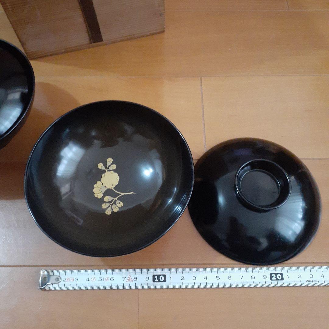 蒔絵付　吸物椀　5個セット　木箱付き