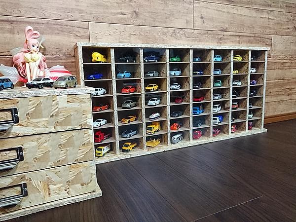 2個セット・送料無料・ワイド・トミカOSBガレージ・トミカ収納棚・コレクション