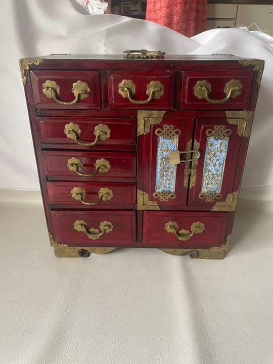 手付き 小型 箪笥 小引き出し 理療家具様式 中国式 船箪笥 掛硯