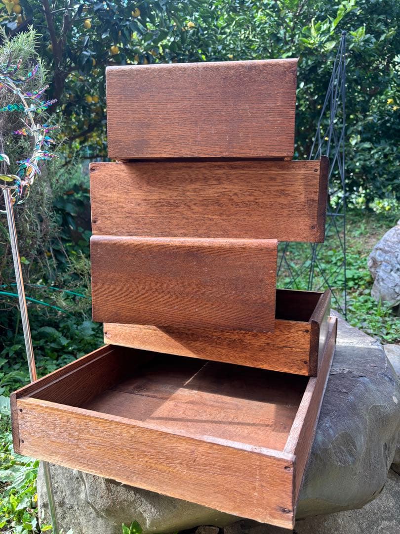 アンティーク　レトロ　木製デスク 5引き出し付き