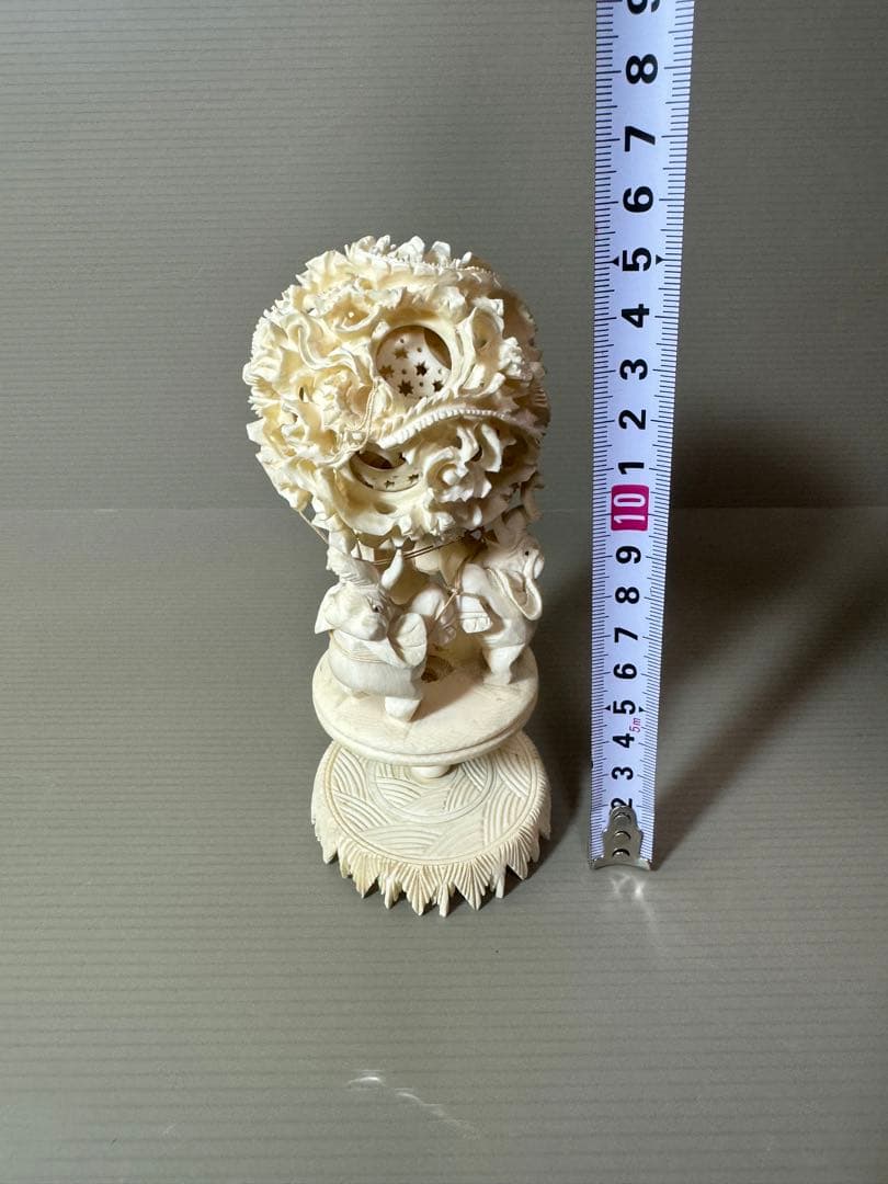 2736 中国美術 天球 多層球　龍の置物 象の置物 精密彫刻　工芸品