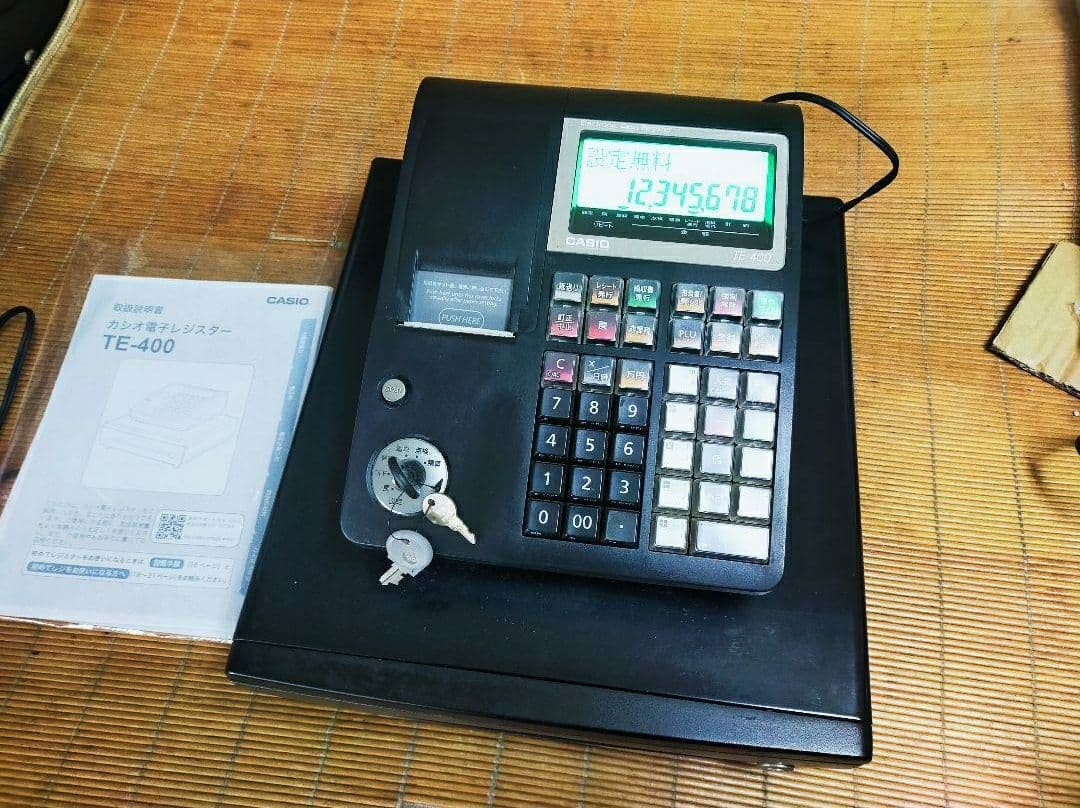 カシオレジスター　TE-400　フル設定無料　美品PC連携売上管理　383838