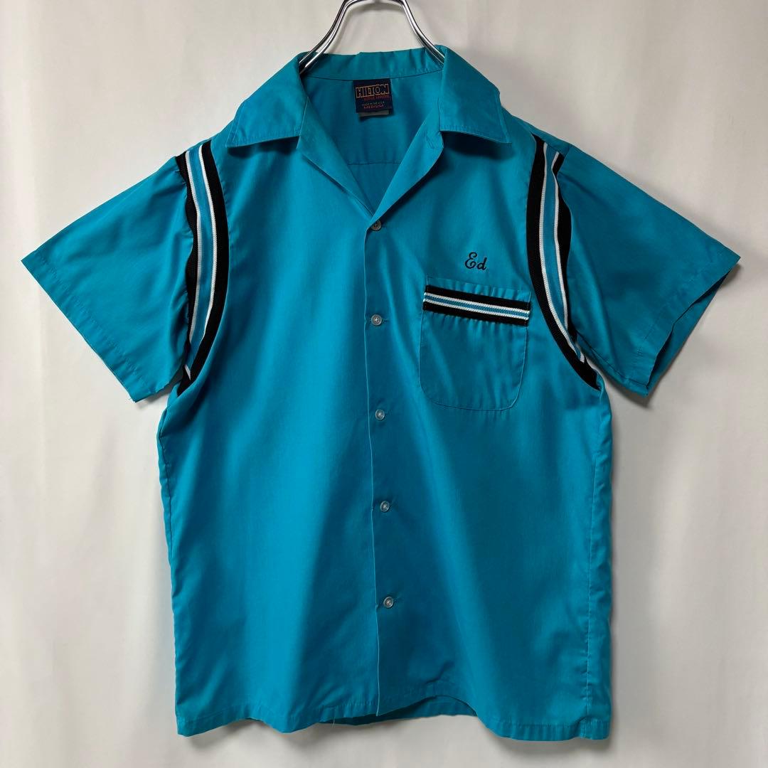 USA製 ヒルトン　ボーリングシャツ　半袖シャツ　ヴィンテージ　古着　ブルー　M