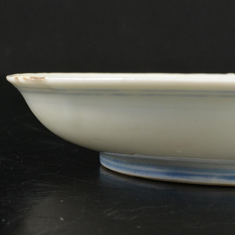 和食器　九谷焼　古九谷　角福銘　染付　古染写　丸文皿　小皿　十客　V　R7019