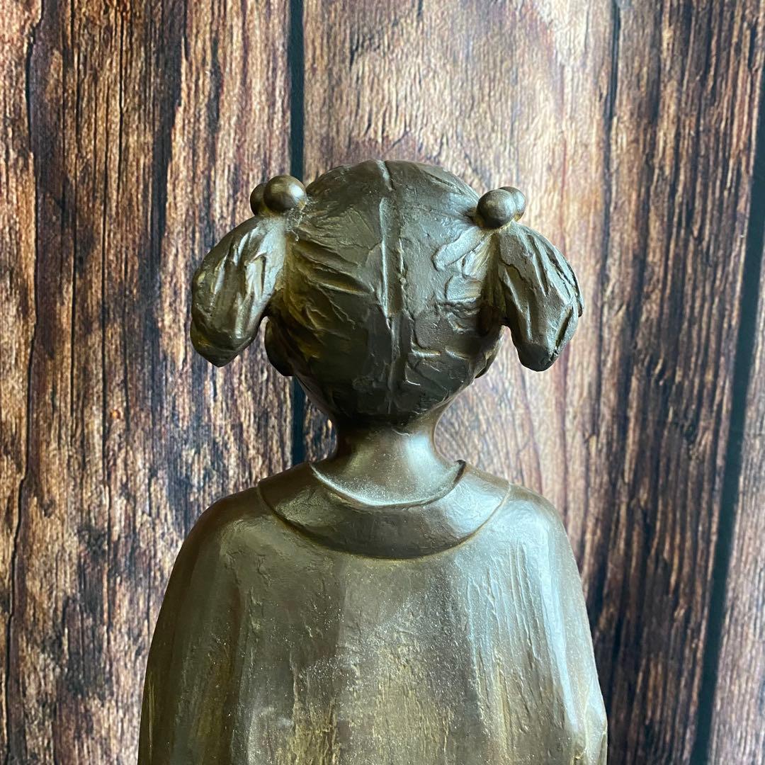 加藤豊 ブロンズ像 8.8kg 大きなパジャマ 少女 置物 美術品 アンティーク