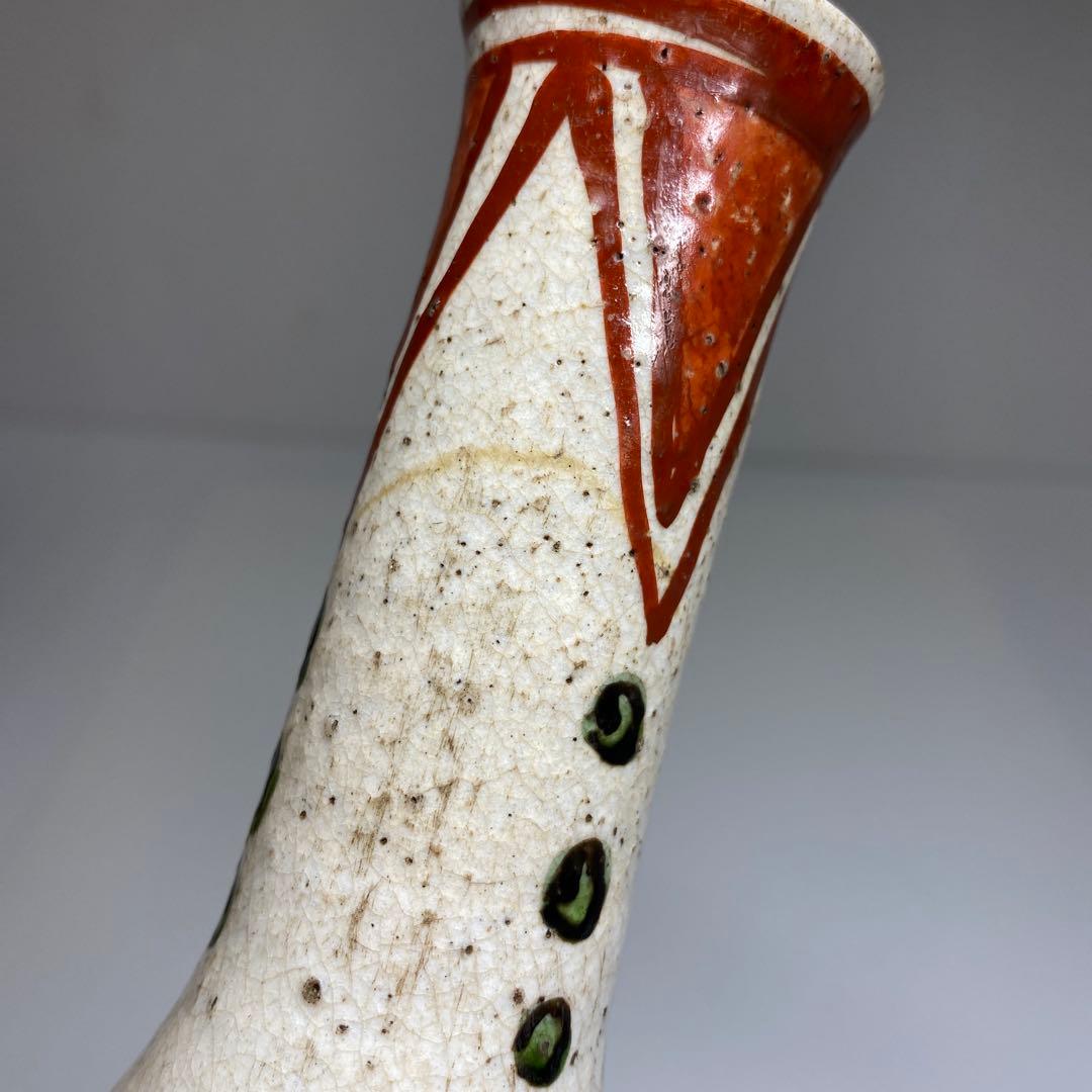 時代　青木木米　呉州赤絵龍図花入（底に銘）　木箱付　東Y7-0402☆2F