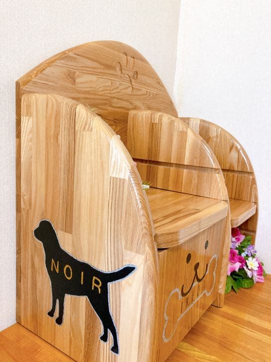 高級食器スタンド 犬用 ペット オーダーメイド 大型犬用 名前彫刻  贈り物