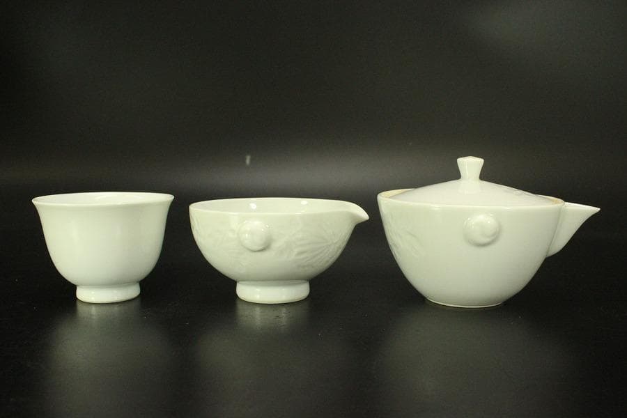 出石焼 煎茶器 宝瓶 湯冷 碗 共箱(メ1537)