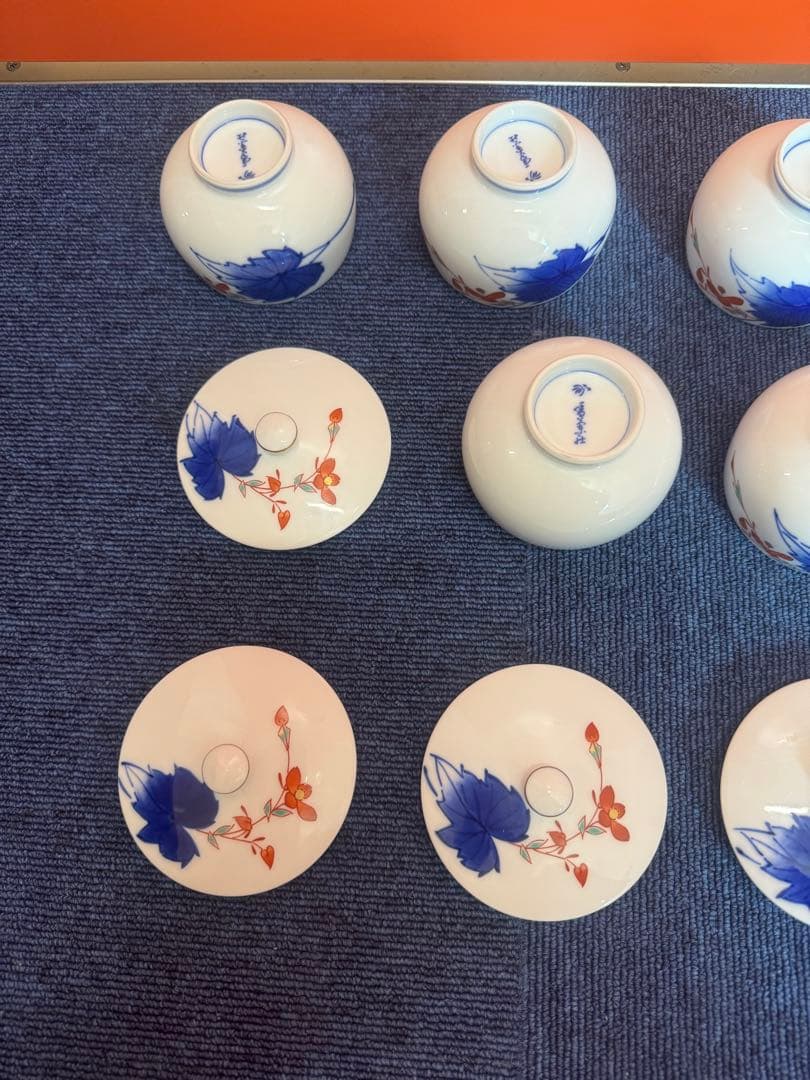 2030 香藺社　相思花　湯呑蓋付　6客　未使用