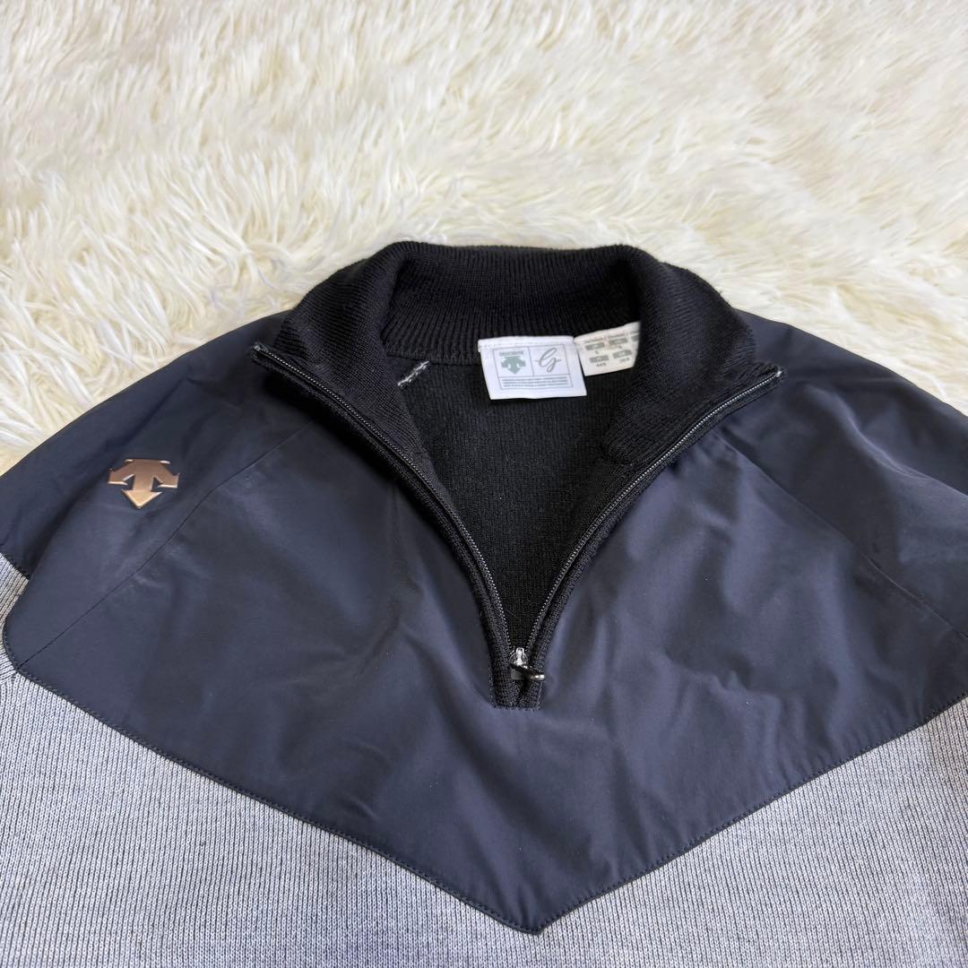 【デサントゴルフ】ハーフジップ ニット 肉厚 グレー Lサイズ レディース