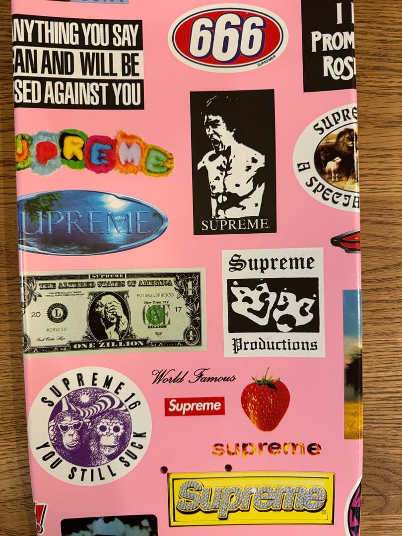 Supreme コラージュ総柄 スケートボードデッキ ピンク 正規品