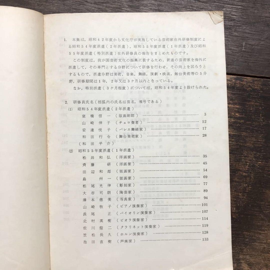 希少 非売品 1982年 文化庁芸術家在外研修員 研修報告書 芸術家育成 アート