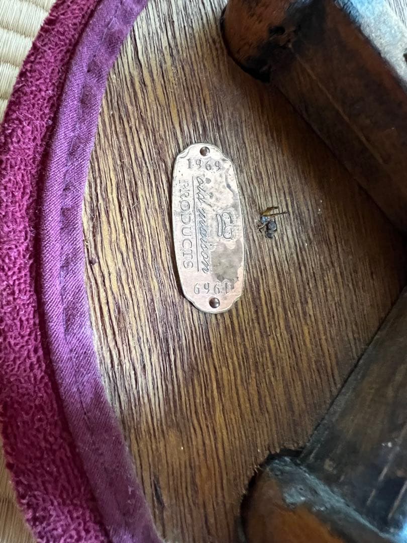 old maison アンティークチェア　スツール　丸椅子　木製＋布貼り　3脚