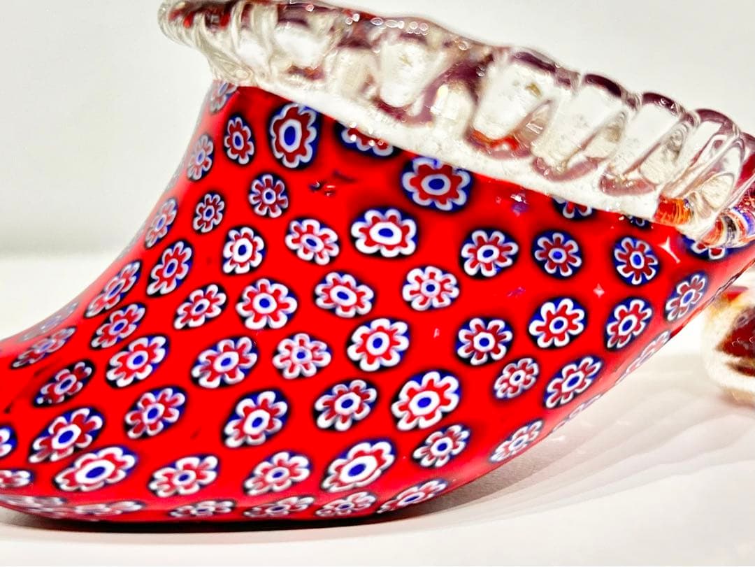 レトロポップ ベネチアンガラス ムラーノ ミルフィオリ 靴 花 ペーパーウエスト