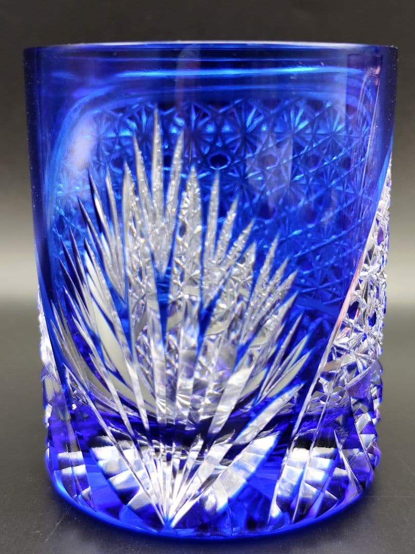 超希少品☆江戸切子 木村泰典 ロックグラス 瑠璃色（切子 江戸切子 薩摩切子）